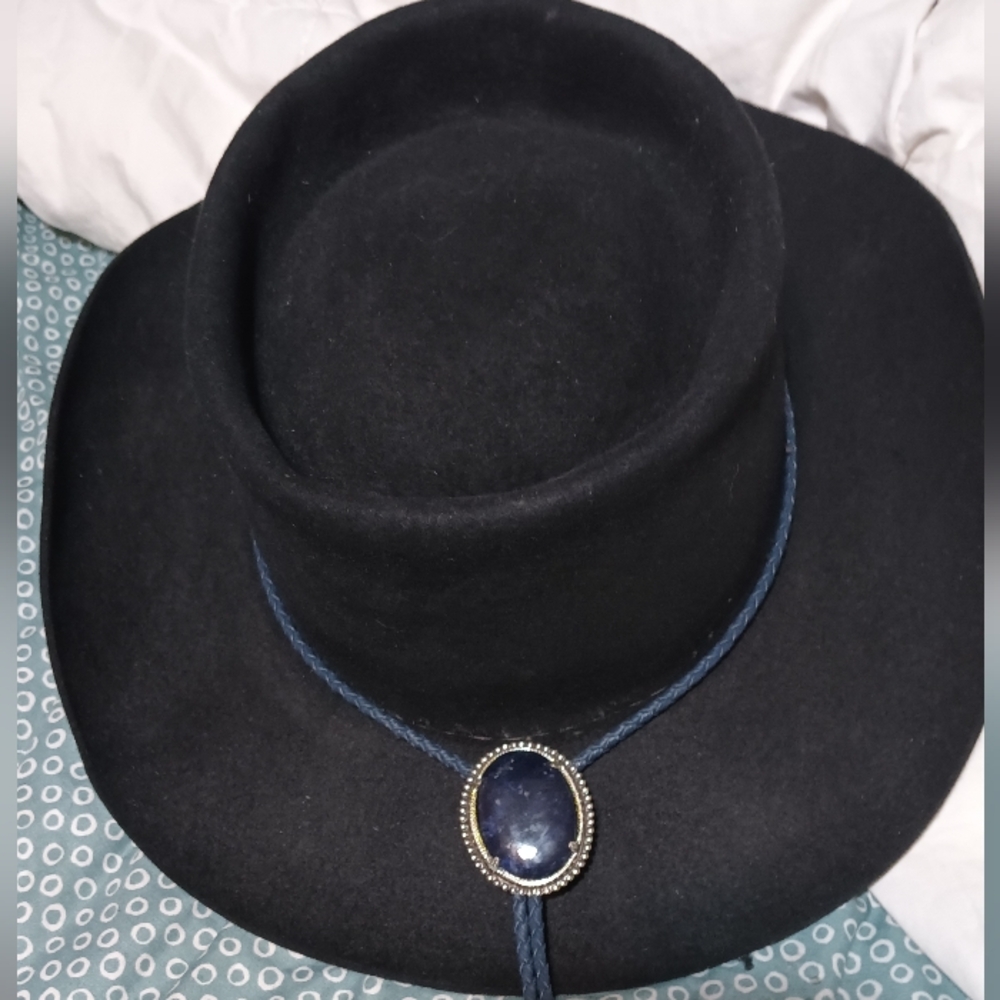 Stetson Black Hat with Blue Cord